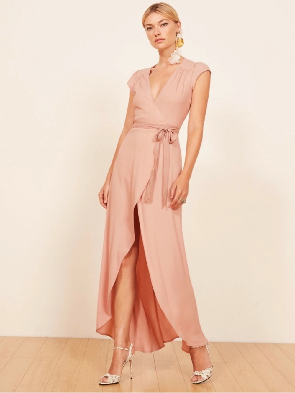 REFORMATION Blush Pink Chamomile Wrap Dress